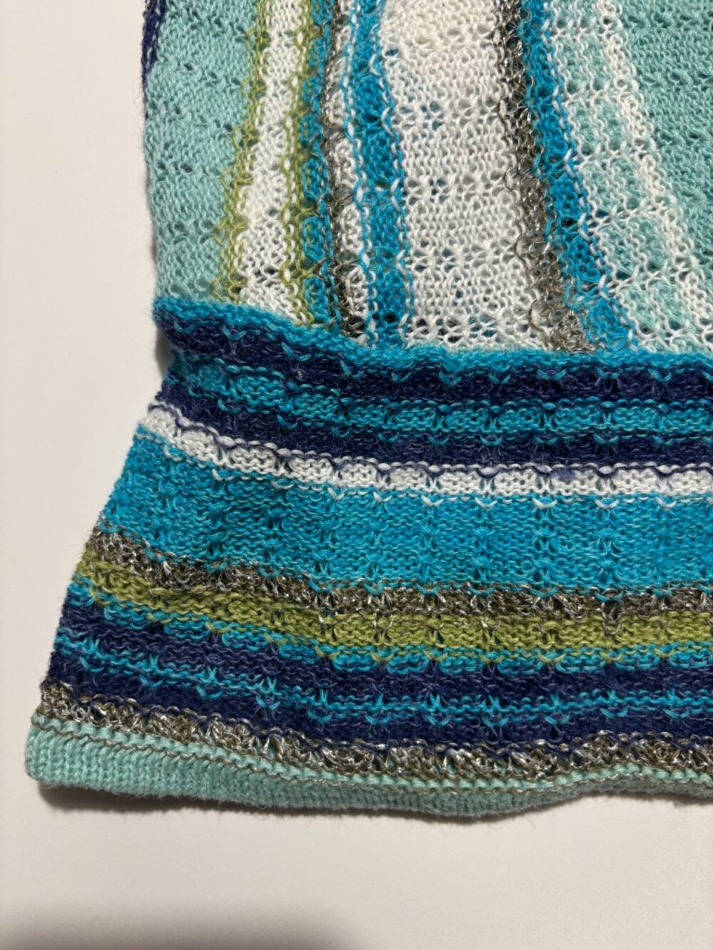 Coldwater Creek Blue & Green Summer Siren Cotton & Ramie Open Front Knit Top - Picture 6 of 7